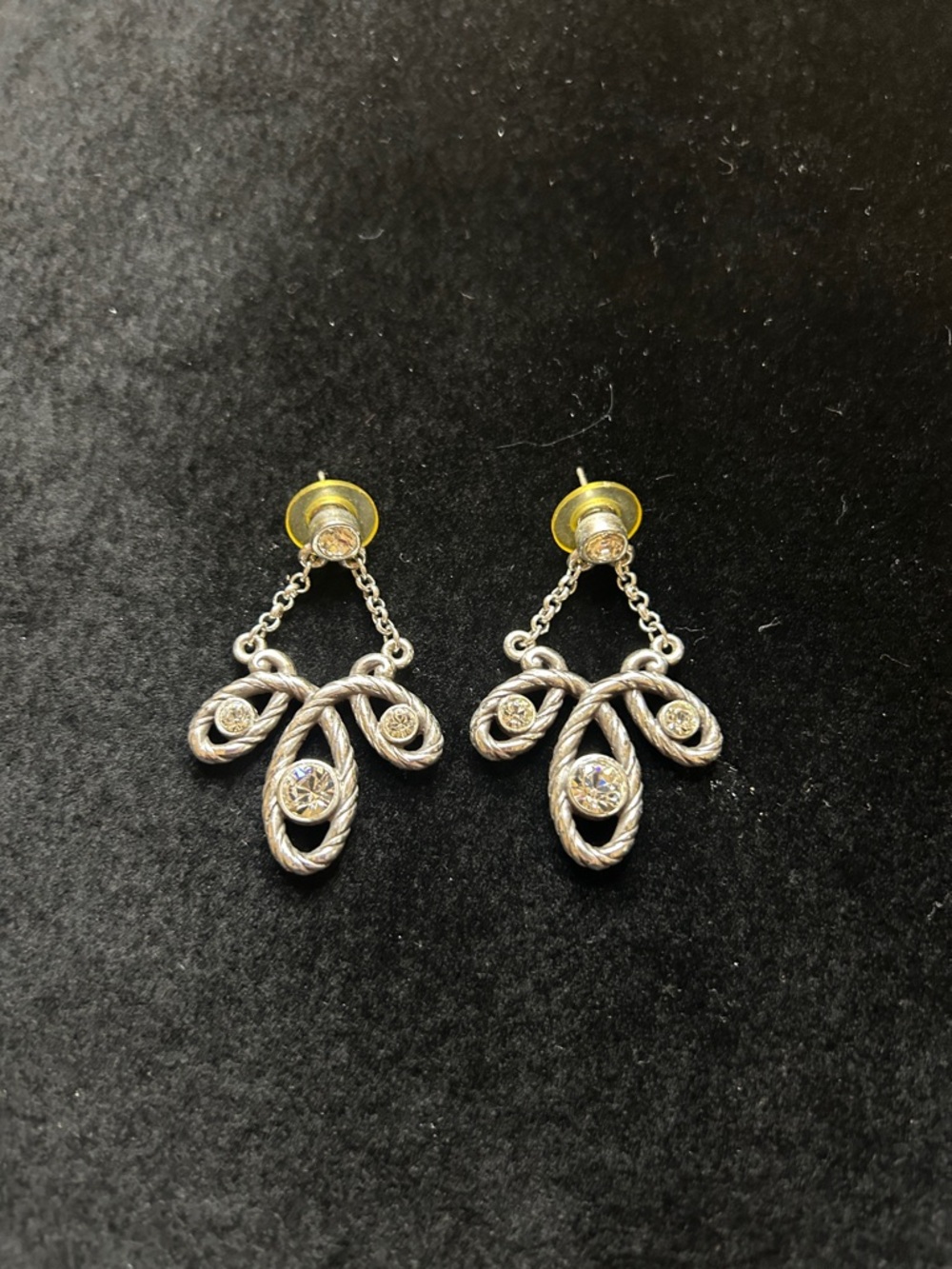 Brighton Silver Drop Earrings with Clear Crystal Accents